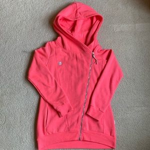 Hot pink asymmetrical, zip sweatshirt